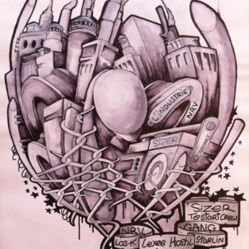Drawing titled "Perso. 20" by Sizer - Galerie Officielle, Original Artwork, Ink