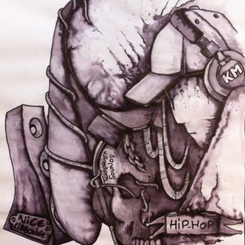 Drawing titled "Perso. 21" by Sizer - Galerie Officielle, Original Artwork, Ink