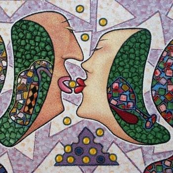Картина под названием "Влюблённый поцелуй." - Jori Sizonenko, Подлинное произведение искусства, Масло
