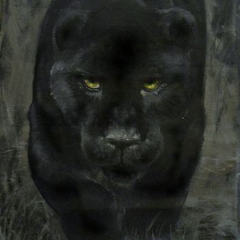 Dibujo titulada "пантера" por En, Obra de arte original, Oleo