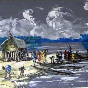 Painting titled "Africa, Zaire Lumum…" by Sjoerd Nienhuys, Original Artwork, Oil