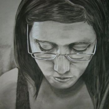 Drawing titled "Self Portrait" by Sarah Johnson, Original Artwork