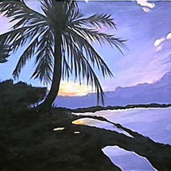 Painting titled "Blue Tropic" by Sarah Johnson, Original Artwork