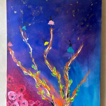 Painting titled "Dancing in the deep" by Sjour, Original Artwork, Acrylic Mounted on Wood Stretcher frame
