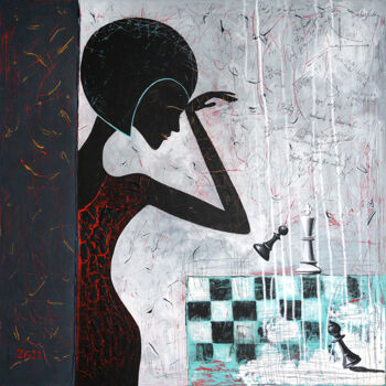 Картина под названием "Сложное решение" - Zhanna Golubtsova, Подлинное произведение искусства, Акрил Установлен на Деревянна…