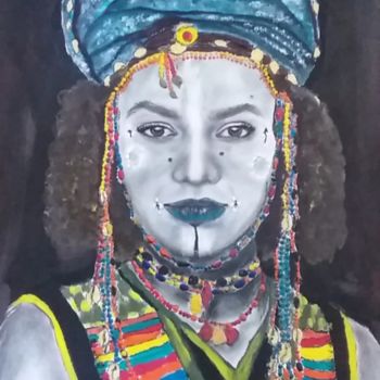 Pintura titulada "Ethnique" por Soukaina El Idrissi, Obra de arte original, Grafito