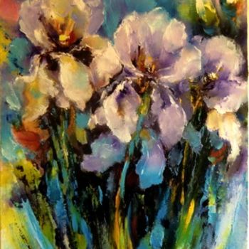Painting titled "Les iris" by Doubovik, Original Artwork