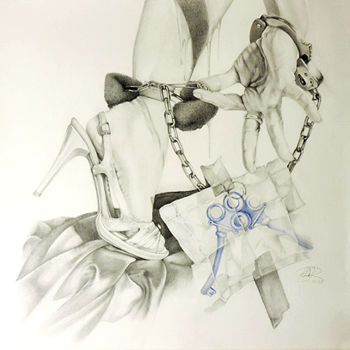 Desenho intitulada "La clé" por Rita Kortshok, Obras de arte originais, Lápis