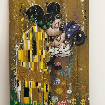 Картина под названием "Le Baiser Klimt Dis…" - Skayzoo, Подлинное произведение искусства, Акрил Установлен на Деревянная пан…
