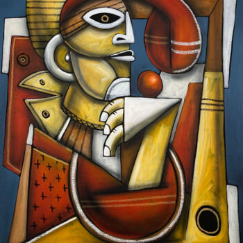 Painting titled "Le fou du roi" by Skepa, Original Artwork, Acrylic Mounted on Wood Stretcher frame