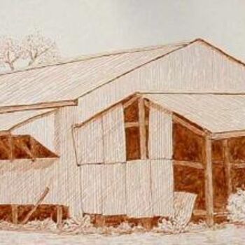 Dessin intitulée "Woolshed South West…" par Outback Sketch Artist, Œuvre d'art originale