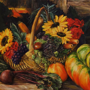 Malerei mit dem Titel "Geschenke des Herbs…" von Anna Lang, Original-Kunstwerk, Öl