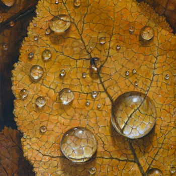 Malerei mit dem Titel "Herbstblatt" von Anna Lang, Original-Kunstwerk, Öl