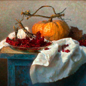 Painting titled "Viburnum" by Igor Skorikov, Original Artwork, Oil