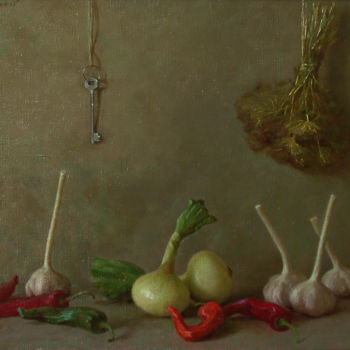 Painting titled "Bitter still life" by Igor Skorikov, Original Artwork, Oil