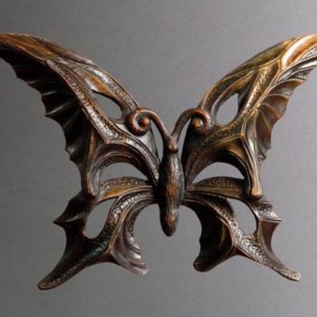 Скульптура под названием "Бабочка" - Сергей Чеченов, Подлинное произведение искусства, Дерево