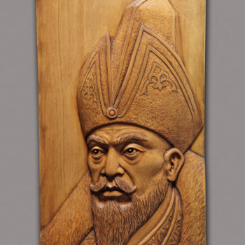 Скульптура под названием "Абылай хан" - Сергей Чеченов, Подлинное произведение искусства, Дерево