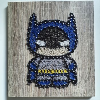 Sztuka tkaniny zatytułowany „Batman” autorstwa Sky'Art, Oryginalna praca, String Art