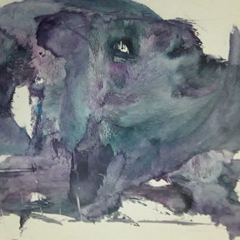 Arte digital titulada "Rhino" por Heather Prosser, Obra de arte original, Encáustico