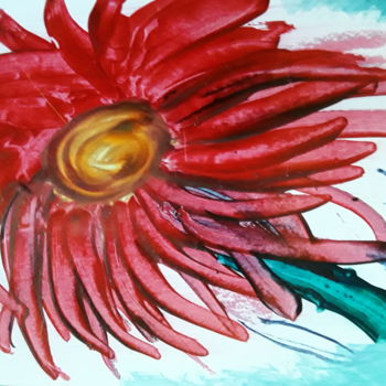 Arts numériques intitulée "Red Wind daisy" par Heather Prosser, Œuvre d'art originale, Peinture numérique