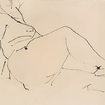 Dibujo titulada "Nu à l'encre" por Skylart, Obra de arte original, Tinta