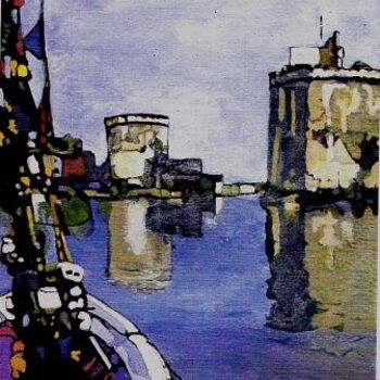 Pintura titulada "Port de la Rochelle" por Skylart, Obra de arte original, Acrílico