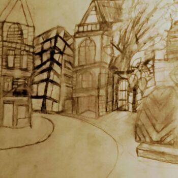 Painting titled "Little Downtown" by Skylor Timeless, Original Artwork, Pencil