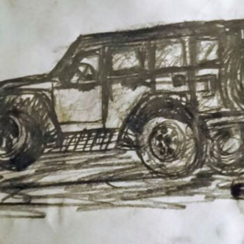 Drawing titled "SUV" by Skylor Timeless, Original Artwork, Charcoal