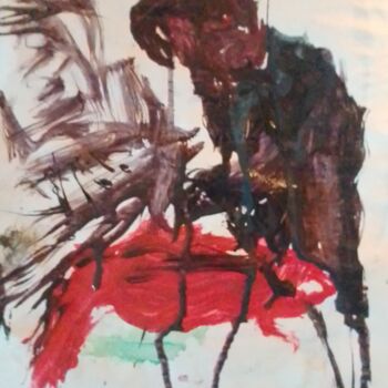 Schilderij getiteld "Mann am Klavier in…" door Skylor Timeless, Origineel Kunstwerk, Acryl