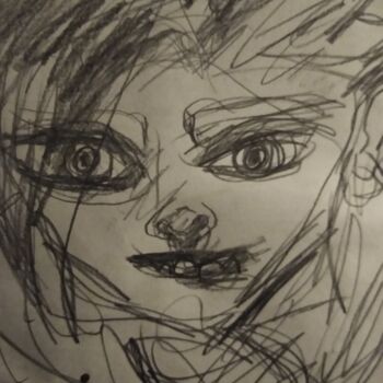 Drawing titled "His Face" by Skylor Timeless, Original Artwork, Charcoal