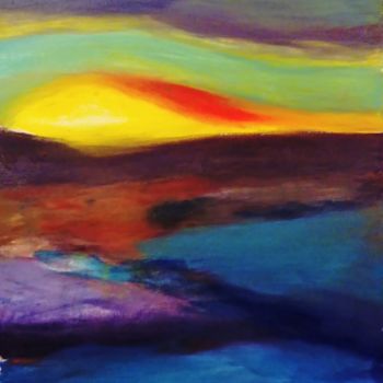 Painting titled "Fuzzy sunset" by Anton White, Original Artwork, Oil
