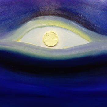 Painting titled "moon gaze" by Anton White, Original Artwork, Oil