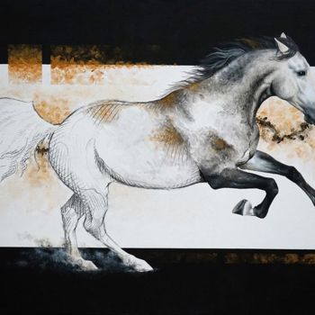 Malarstwo zatytułowany „Horse running paint…” autorstwa Skyzune Art, Oryginalna praca, Akryl