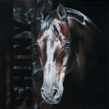 Painting titled "Horse head painting…" by Skyzune Art, Original Artwork, Acrylic Mounted on Wood Stretcher frame