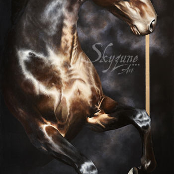 Painting titled "NASHIRA Horse paint…" by Skyzune Art, Original Artwork, Oil Mounted on Wood Stretcher frame
