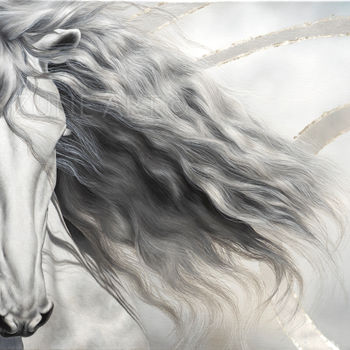 Painting titled "Horse painting art…" by Skyzune Art, Original Artwork, Oil