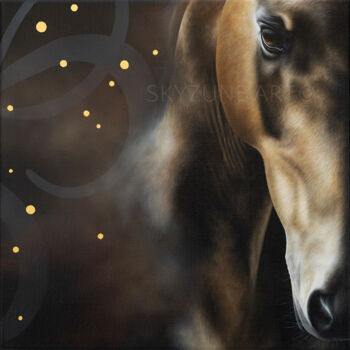 Schilderij getiteld "PHAETON Horse paint…" door Skyzune Art, Origineel Kunstwerk, Olie Gemonteerd op Frame voor houten branc…