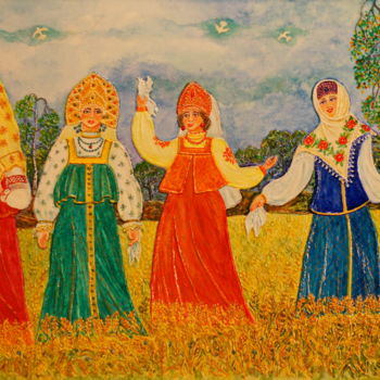 Painting titled "Gold of Russia / Зо…" by Slankowski, Original Artwork, Watercolor