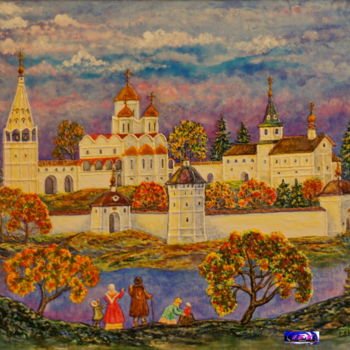 Malerei mit dem Titel "Suzdal.Pokrovsky mo…" von Slankowski, Original-Kunstwerk, Aquarell