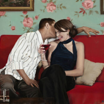 Painting titled "Modern flirting" by Slava Groshev, Original Artwork, Oil