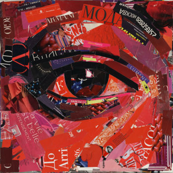 Collages intitulée "red eye" par Slava Zaitsev, Œuvre d'art originale, Collages