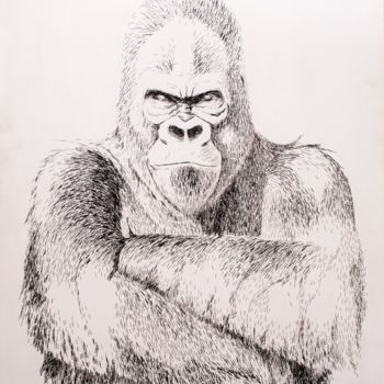 Drawing titled "gorilla 3" by Slava Zaitsev, Original Artwork, Metals