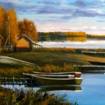 Painting titled "Вечер на озере" by Slavak, Original Artwork