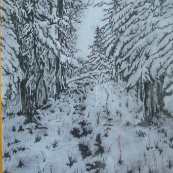 「зимний лес」というタイトルの描画 Вячеслав Завьяловによって, オリジナルのアートワーク, グラファイト