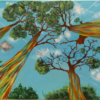 Pittura intitolato "Eucalipto arcoiris" da Irina Ibragimova, Opera d'arte originale, Olio Montato su Telaio per barella in l…
