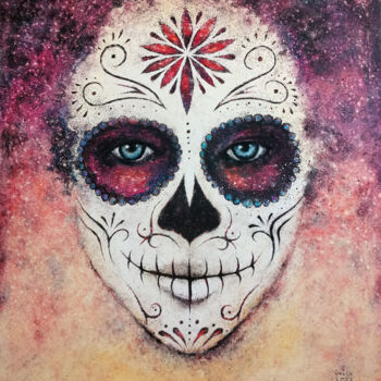 Картина под названием "Mascara de la Muerte" - Sławomir Gruca, Подлинное произведение искусства, Пастель