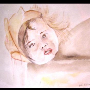 Drawing titled "Bebe Tibetain" by Sandrine Lopez De Arias - Sla, Original Artwork
