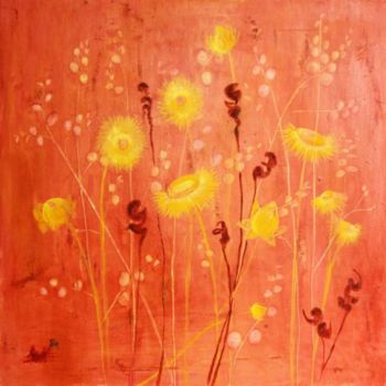Картина под названием "Native Flower - Yel…" - Sandrine Lopez De Arias - Sla, Подлинное произведение искусства