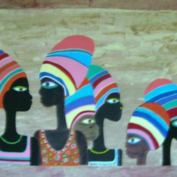 Painting titled "SOEURS AFRICAINES" by L .S, Original Artwork