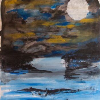 Schilderij getiteld "Lune janvier 23" door Slem, Origineel Kunstwerk, Acryl